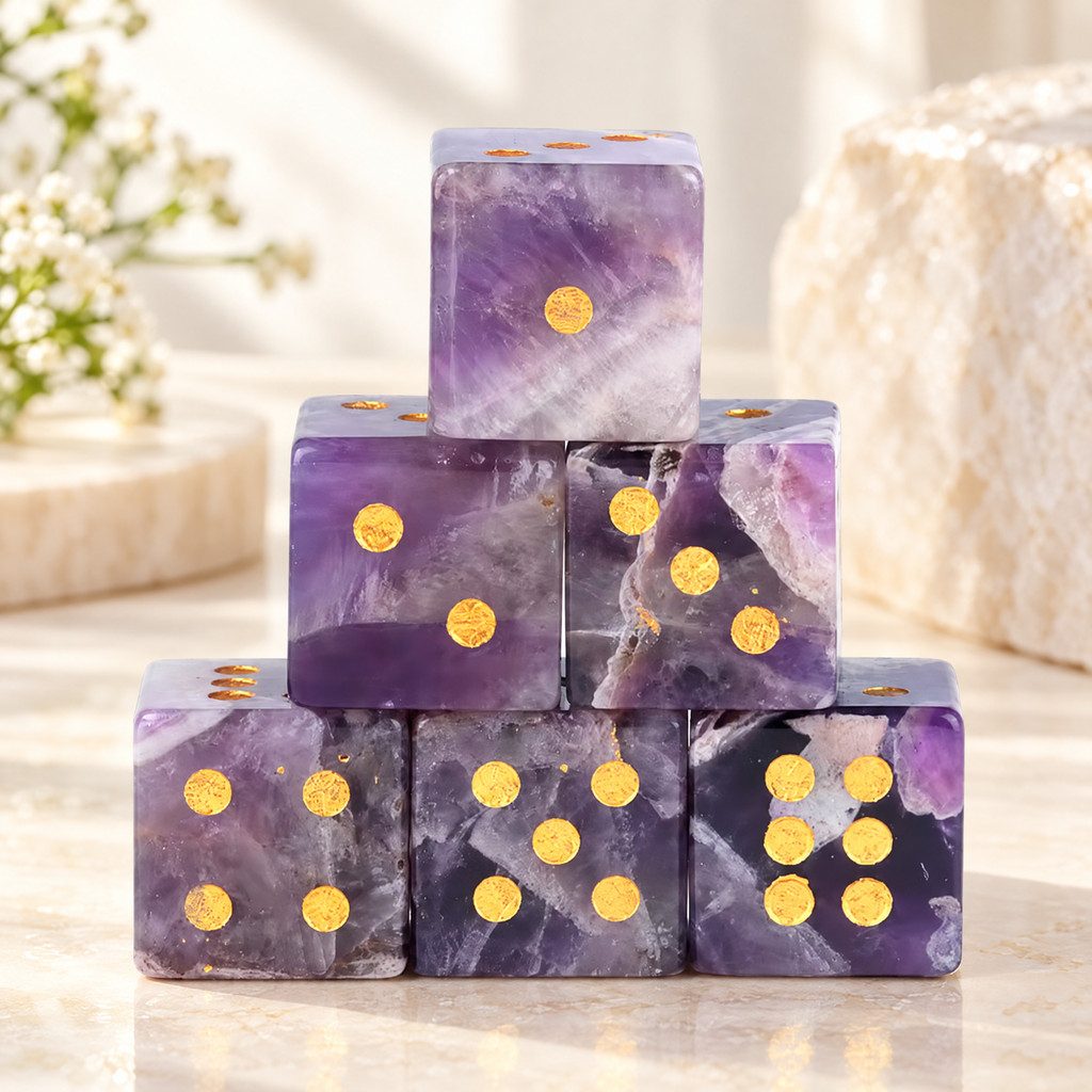 Natural Gemstone Mahjong Dice, Set of 6, view 12