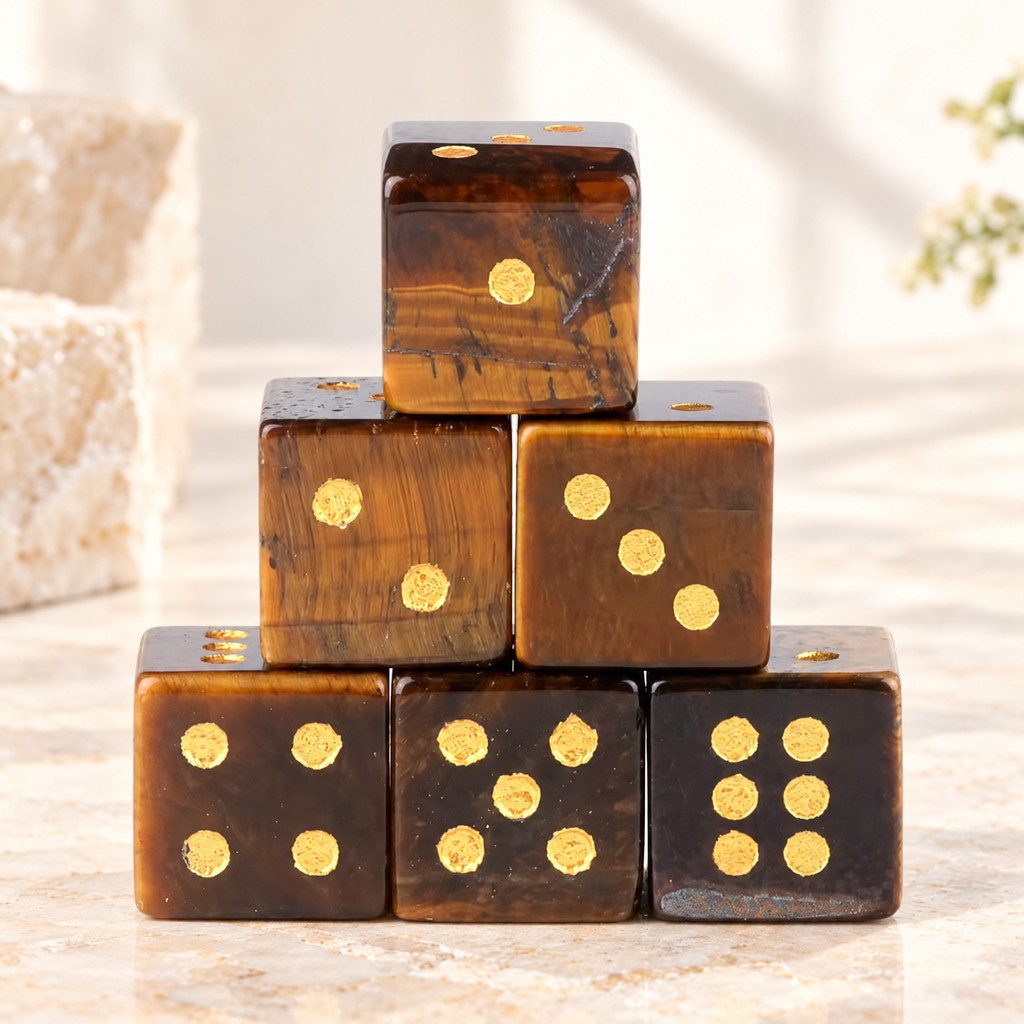 Natural Gemstone Mahjong Dice, Set of 6, view 13