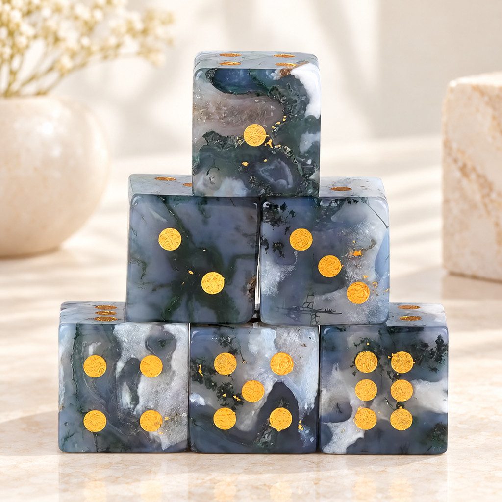 Natural Gemstone Mahjong Dice, Set of 6, view 15