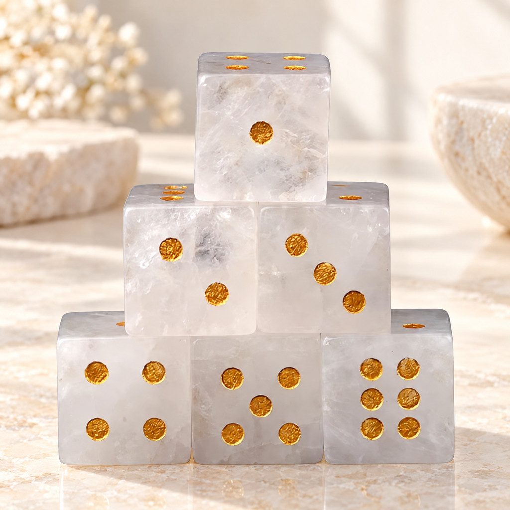 Natural Gemstone Mahjong Dice, Set of 6, view 18