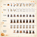 Gingham Pumpkin Halloween American Mahjong Set, 152 Pearl Tiles, full tile layout