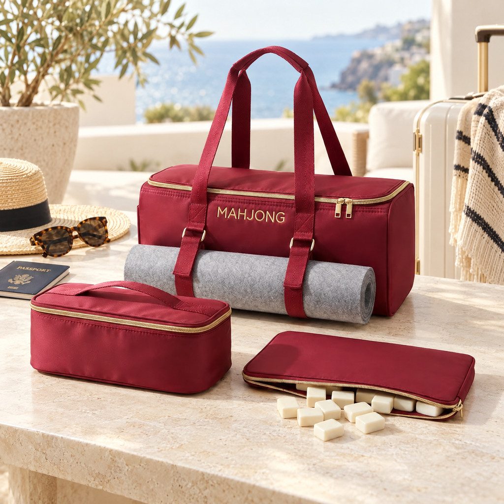 Gold Zip Mahjong Duffel Set, 3 Pieces, product photo