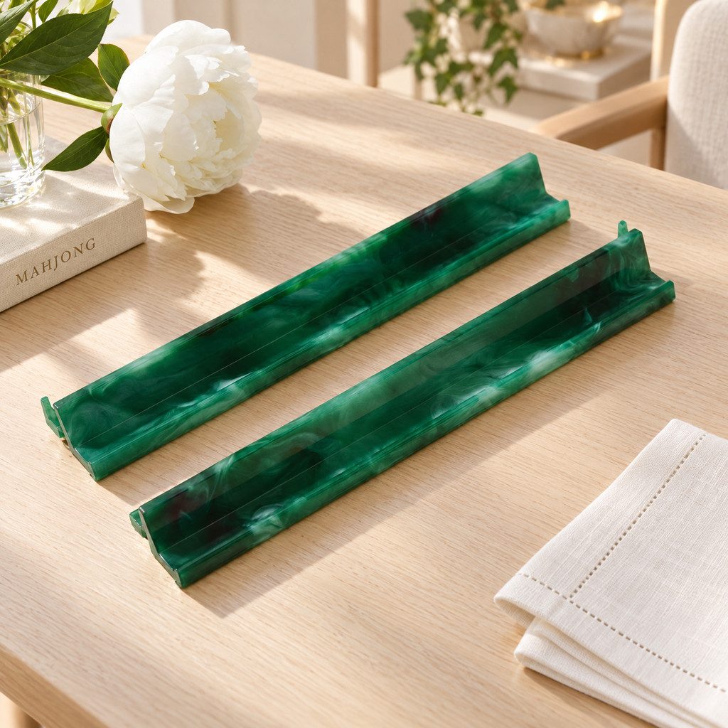 Green Agate Mahjong Racks with Pushers, Acrylic, product photo