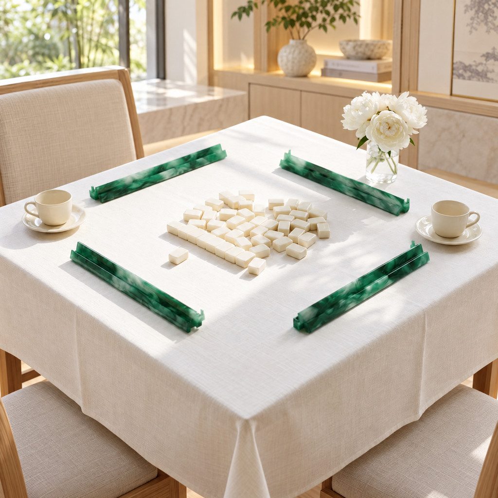 Green Agate Mahjong Racks with Pushers, Acrylic, product photo