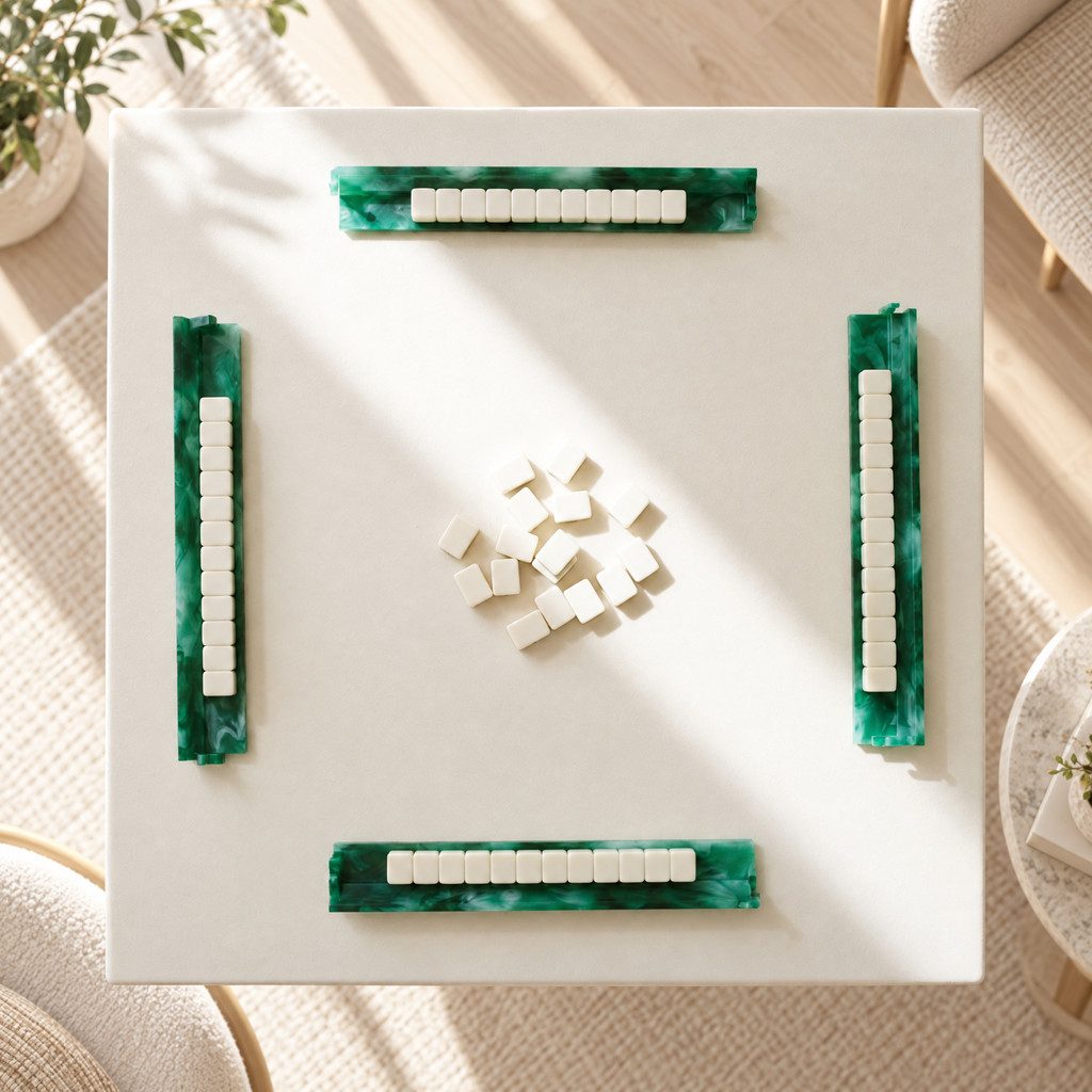 Green Agate Mahjong Racks with Pushers, Acrylic, view 6