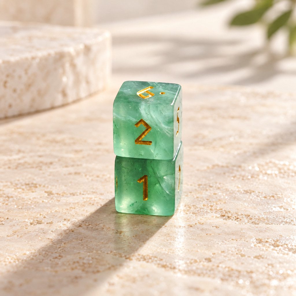 Green Fluorite Mahjong Dice, Set of 2, view 4