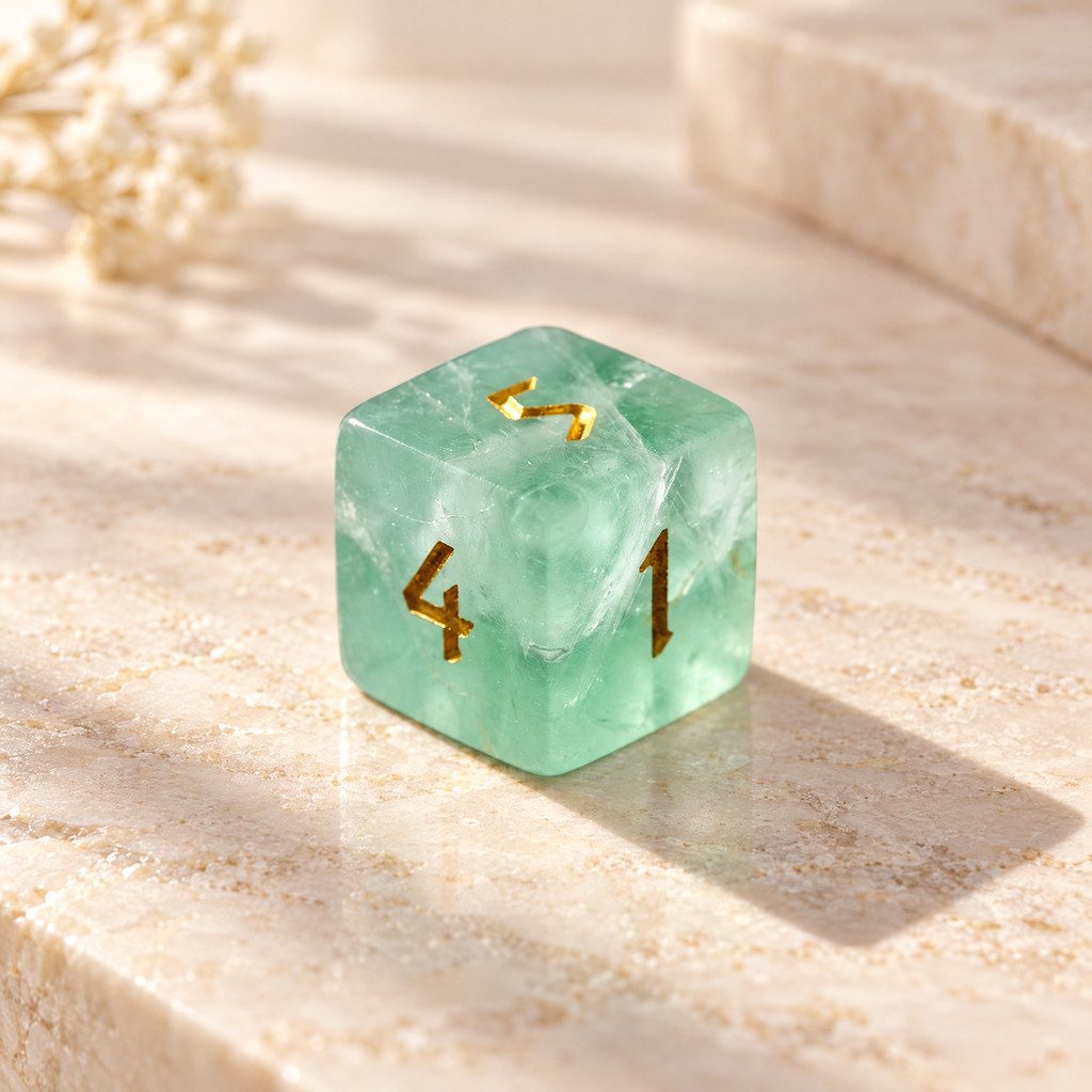 Green Fluorite Mahjong Dice, Set of 2, view 5