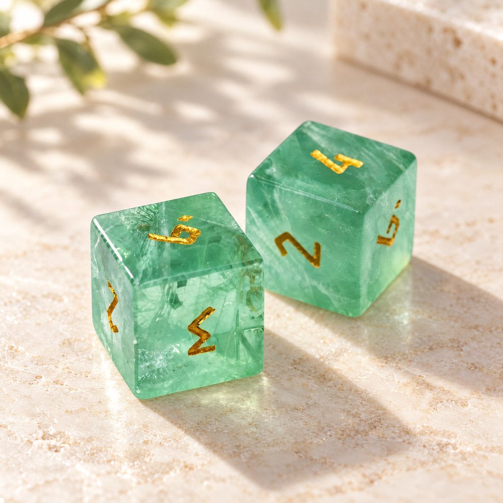 Green Fluorite Mahjong Dice, Set of 2, view 6