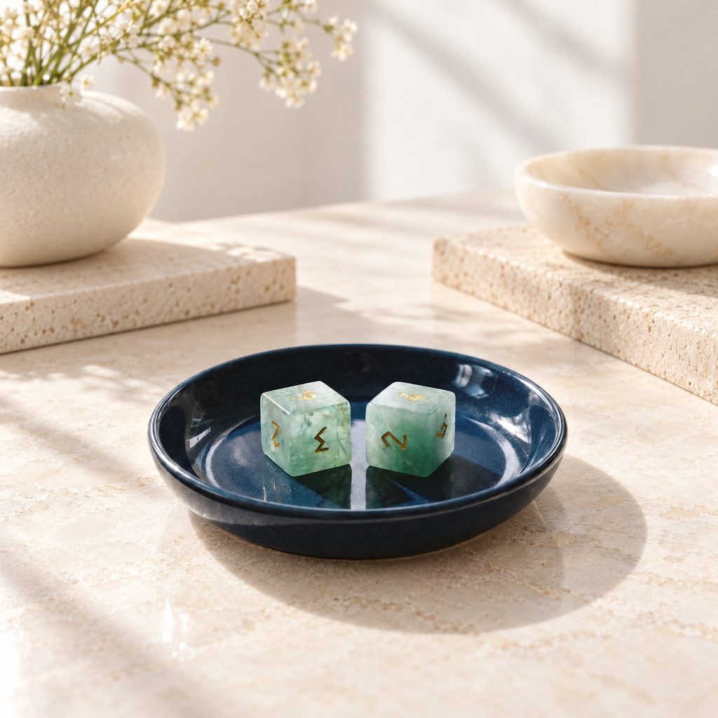 Green Fluorite Mahjong Dice, Set of 2, view 8