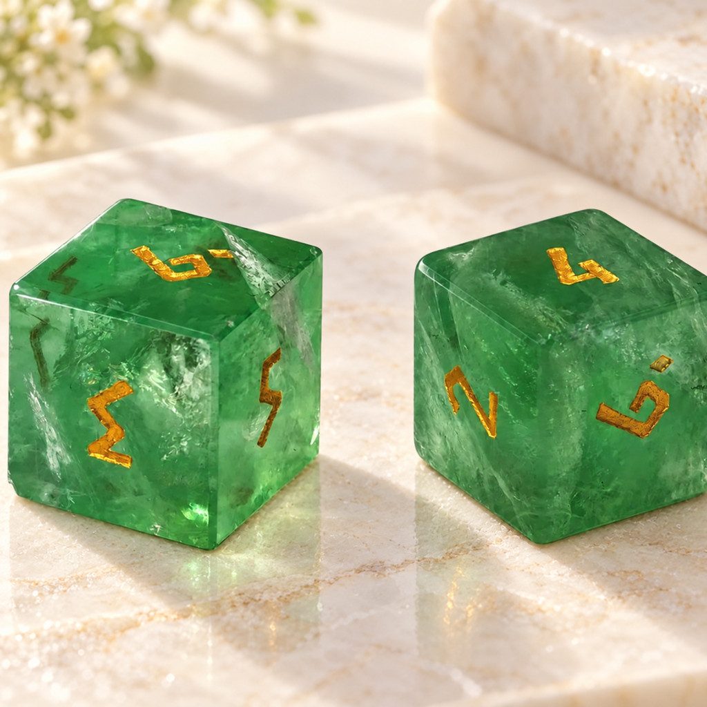 Green Fluorite Mahjong Dice, Set of 2, view 9