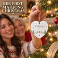 My First Christmas Playing Mahjong Heart Ornament, Ceramic Keepsake, view 6
