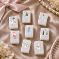 Pastel Nutcracker Christmas American Mahjong Set, 152 Pearl Tiles, joker, flower and crak tiles on satin