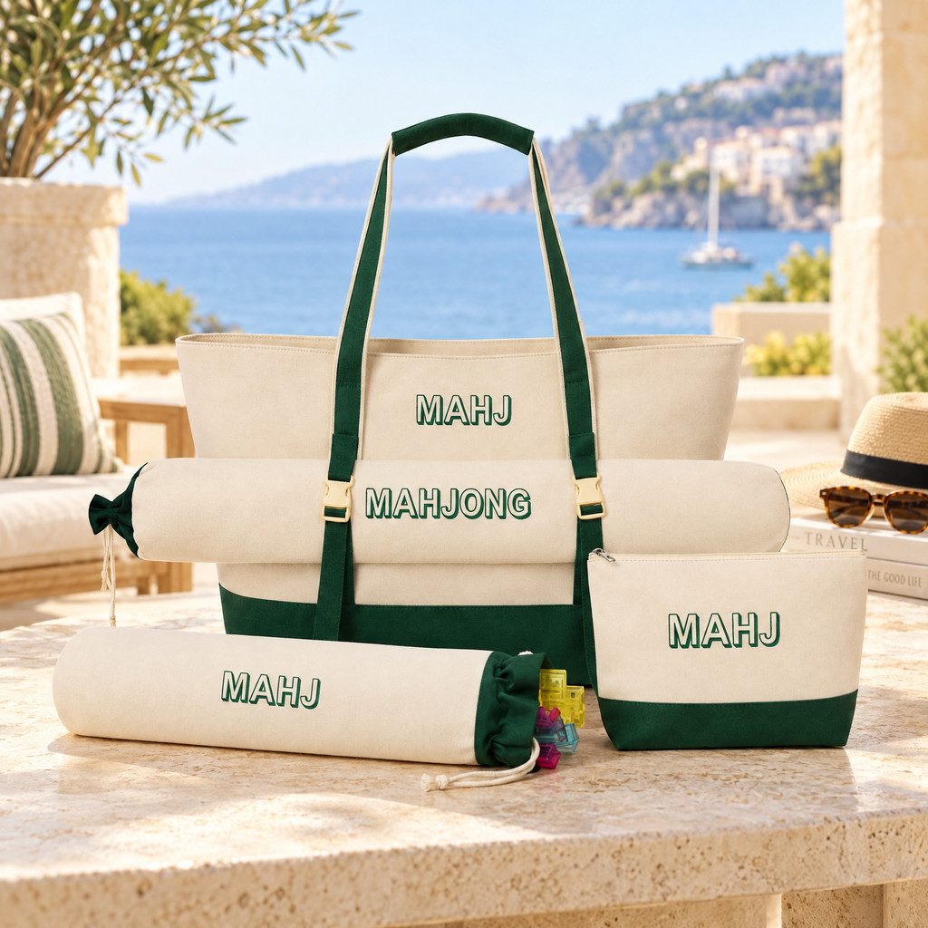 Printed Mahjong Tote Set, 4 Pieces, view 11