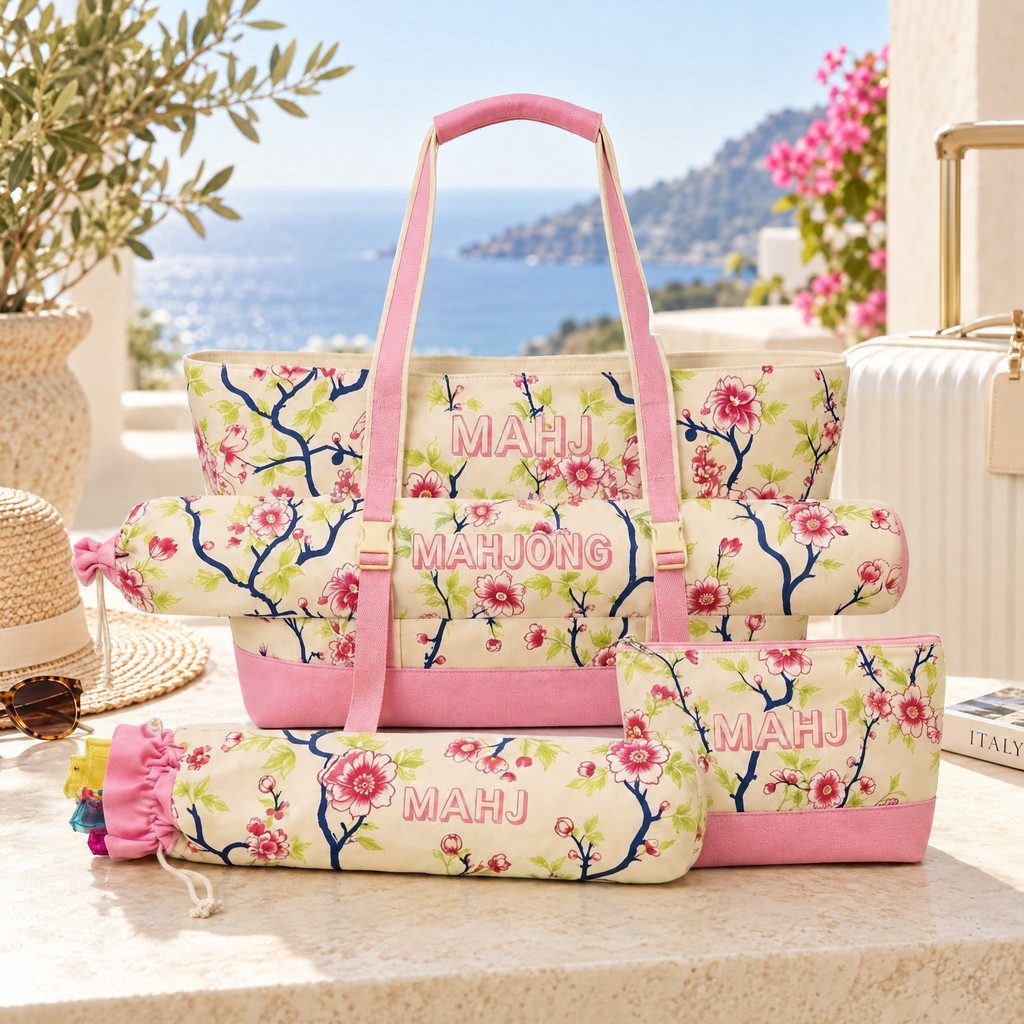 Printed Mahjong Tote Set, 4 Pieces, view 13
