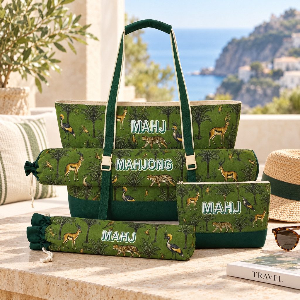 Printed Mahjong Tote Set, 4 Pieces, view 15