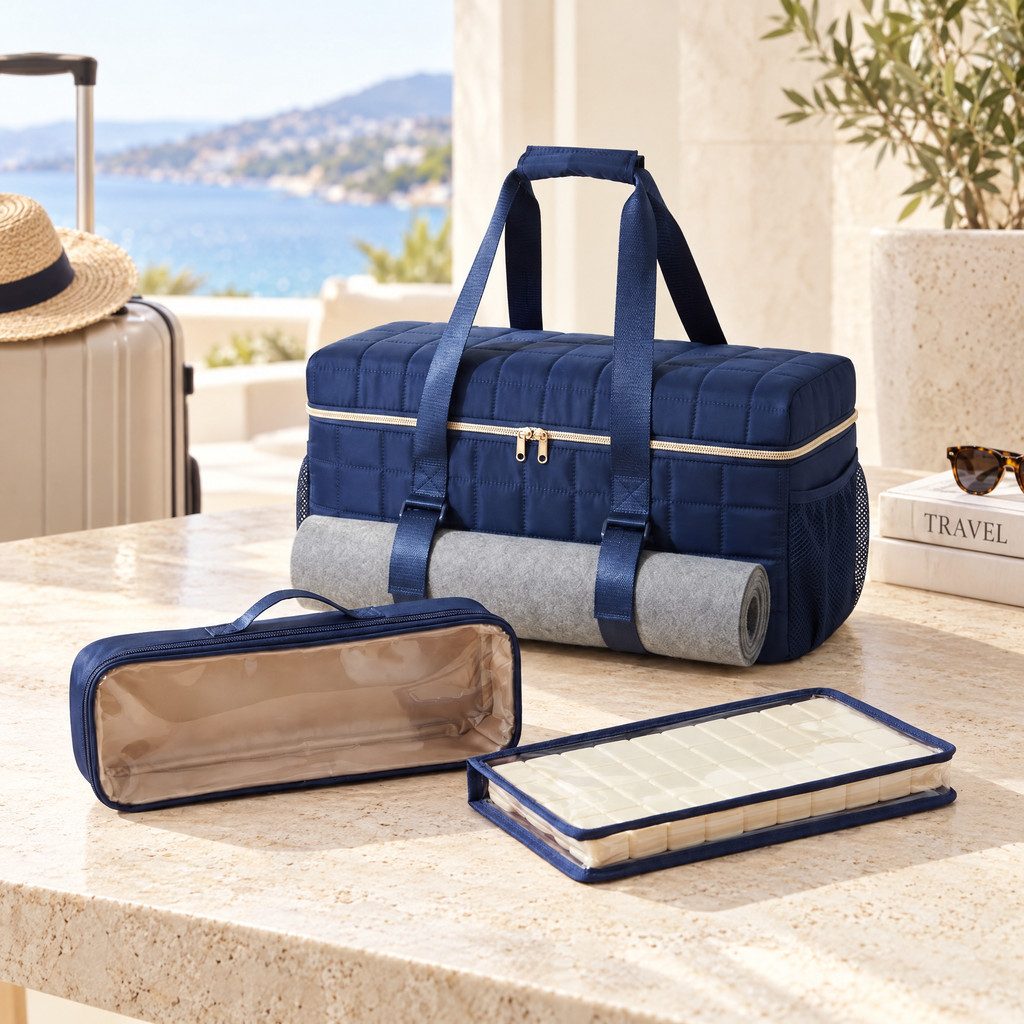 Quilted Mahjong Duffel Set, 3 Pieces, product photo