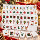 Santa and Reindeer Christmas American Mahjong Set, 152 Pearl Tiles