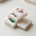 Santa and Reindeer Christmas American Mahjong Set, 152 Pearl Tiles, stacked tiles with Santa and a tree