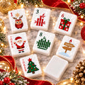 Santa and Reindeer Christmas American Mahjong Set, 152 Pearl Tiles, tiles with a reindeer, gifts and a Santa joker