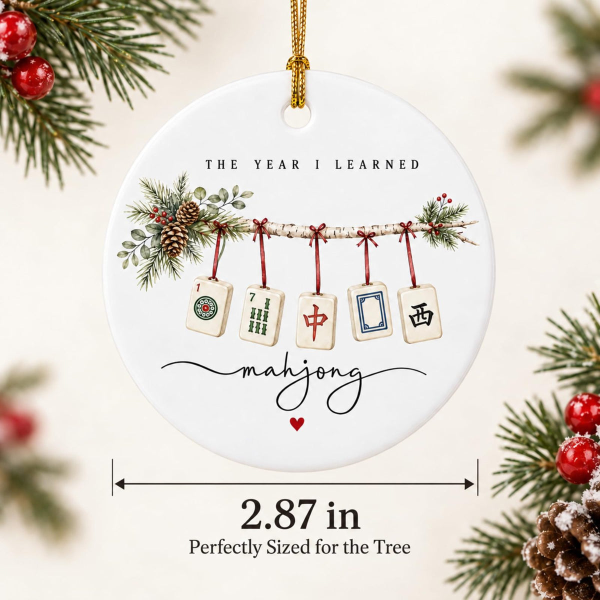 The Year I Learned Mahjong Christmas Ornament, 2026 Ceramic Keepsake, view 3