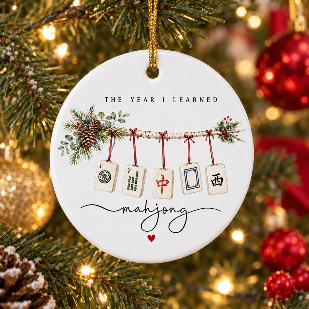 The Year I Learned Mahjong Christmas Ornament, 2026 Ceramic Keepsake, view 4