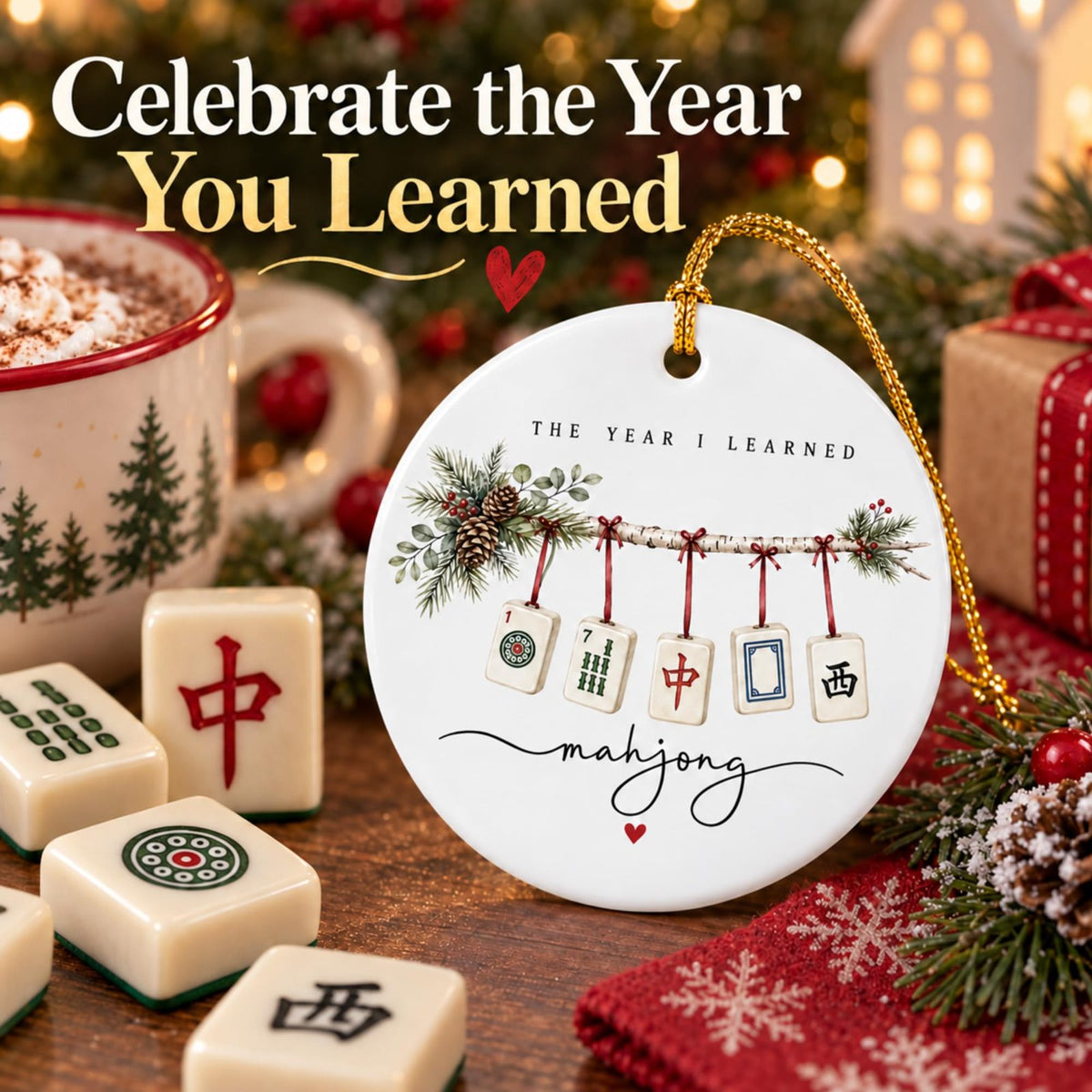 The Year I Learned Mahjong Christmas Ornament, 2026 Ceramic Keepsake, view 5