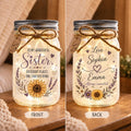 Sunflower Sister Long-Distance Jar Light, front and back designs