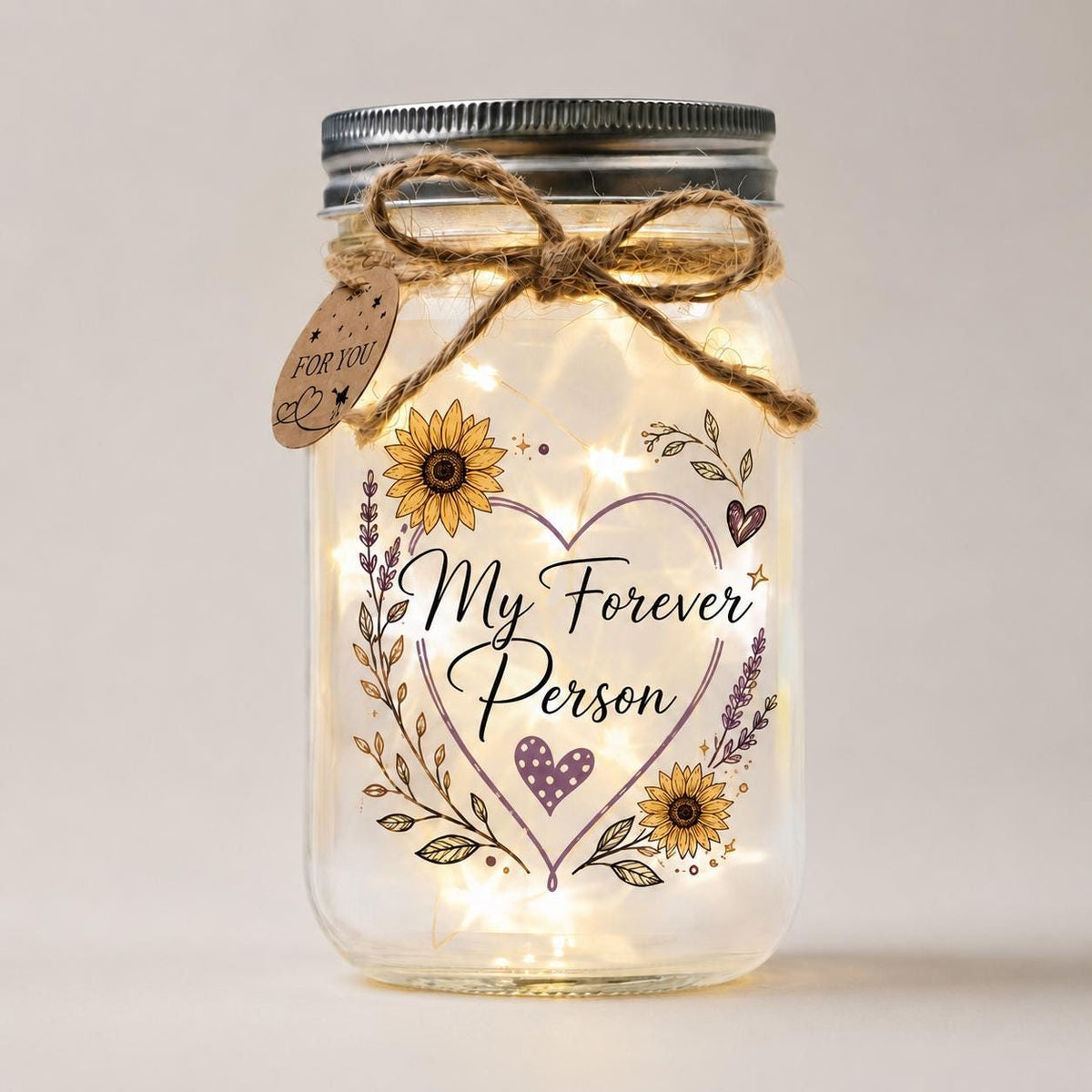 Sunflower Sister Long-Distance Jar Light, styled in a home setting (view 4)
