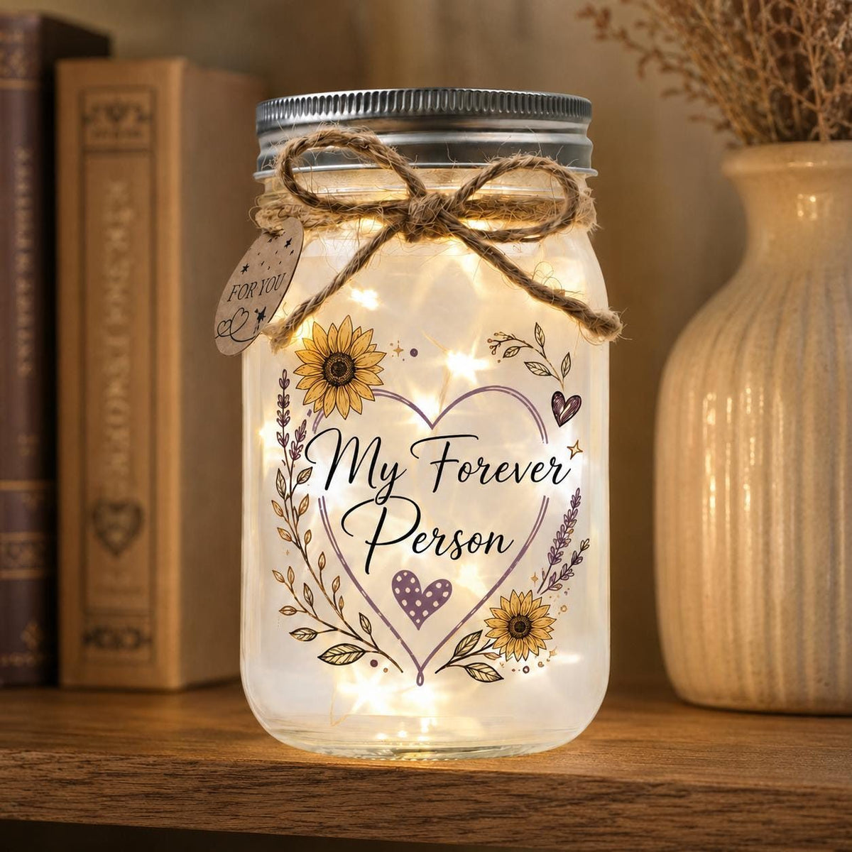 Sunflower Sister Long-Distance Jar Light, styled in a home setting (view 5)